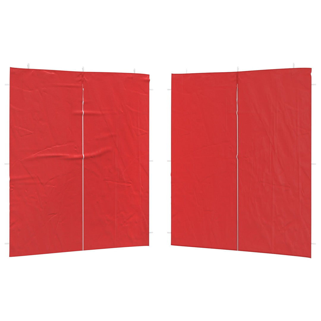Partytältvägg 2 Pcs Röd 200 X 195 Cm Pe Och Stål