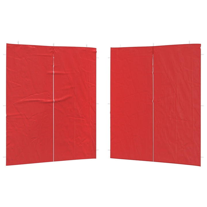 Partytältvägg 2 Pcs Röd 200 X 195 Cm Pe Och Stål