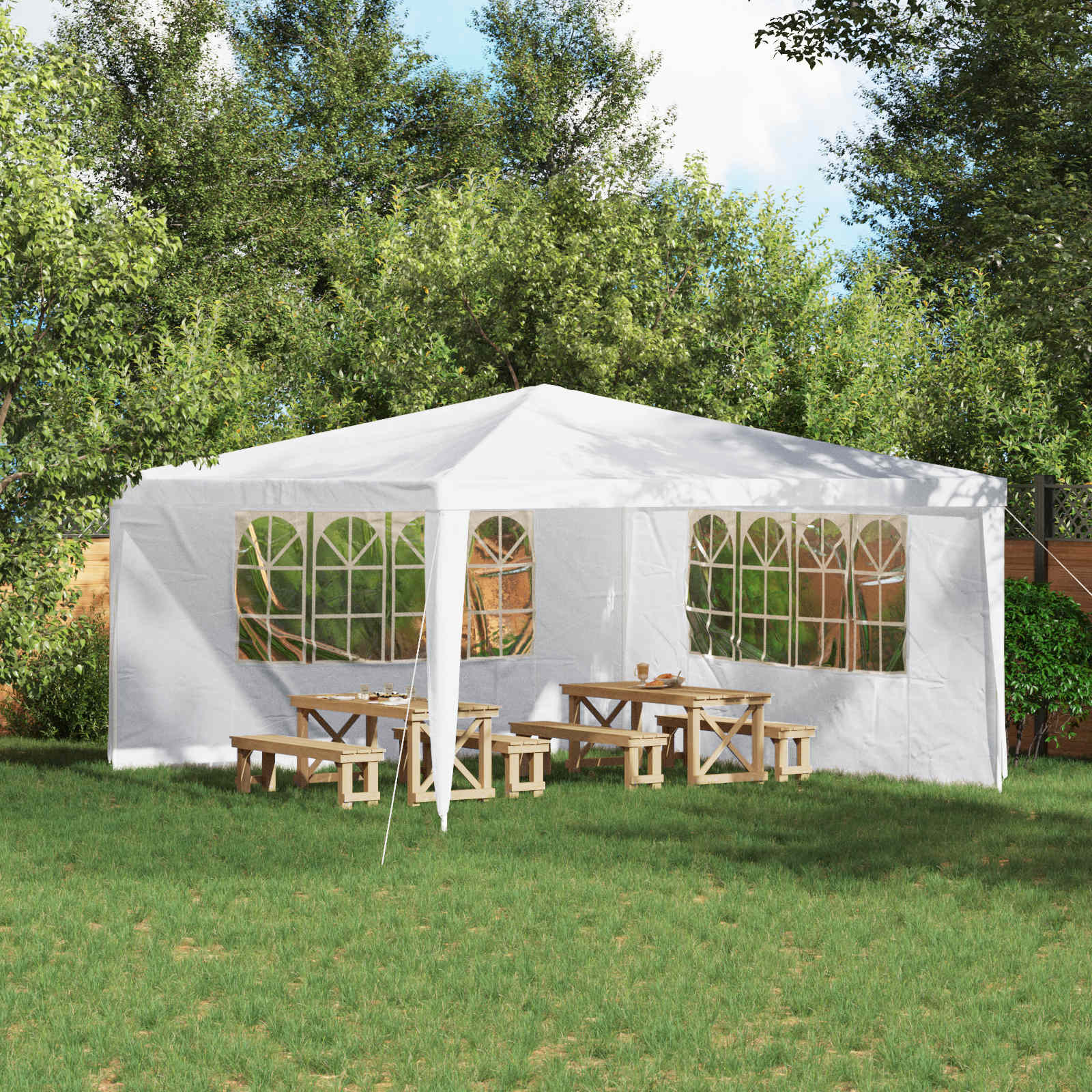 Partytältvägg 2 St 400 X 195 Cm Vit Pe Och Stål