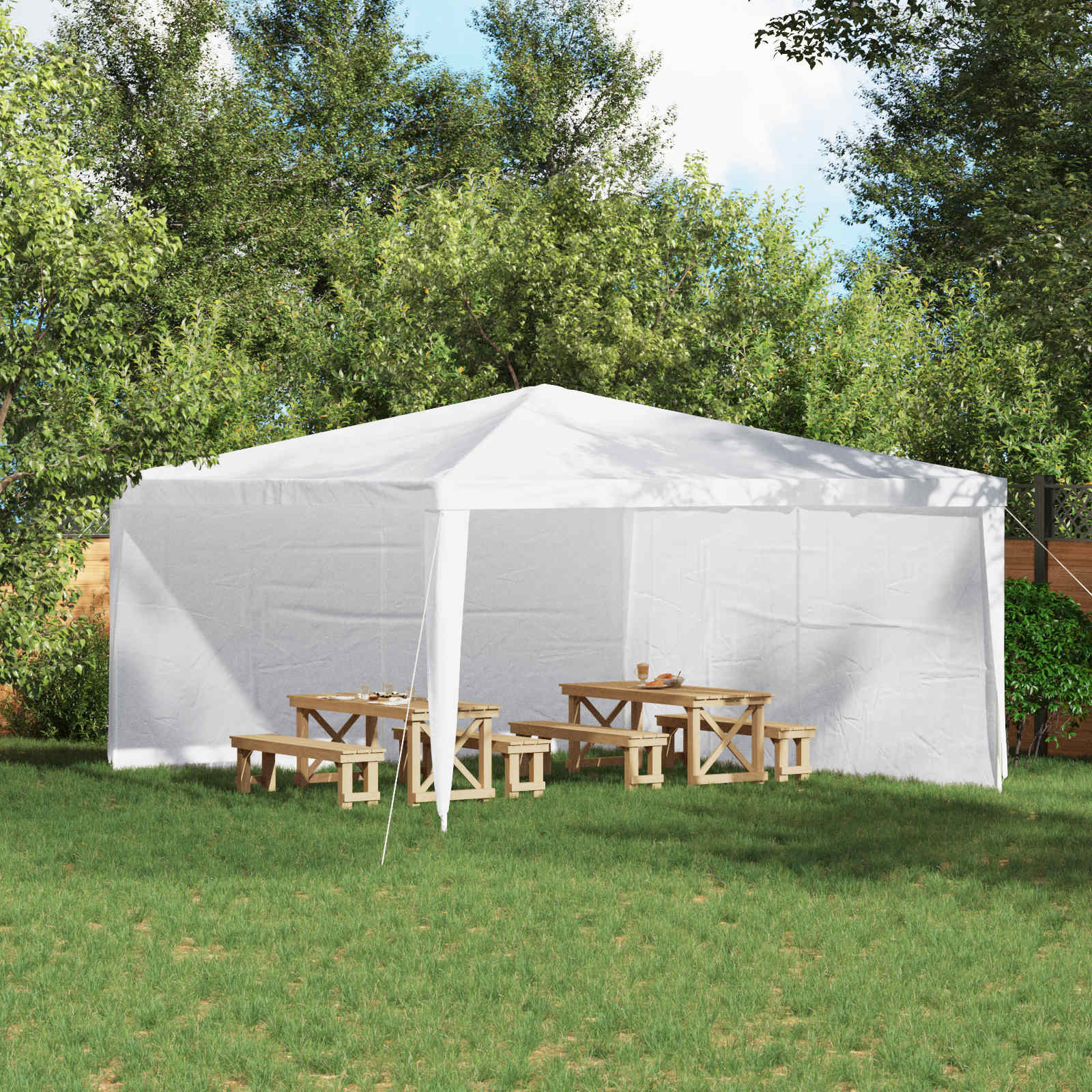 Partytältvägg 2 Pcs Vit 400 X 195 Cm Pe Och Stål
