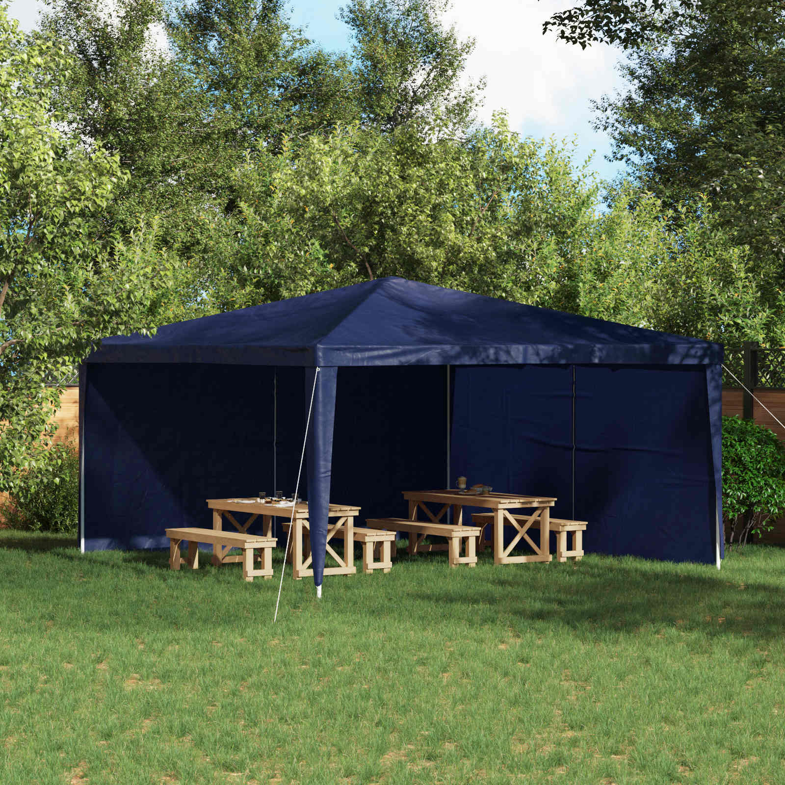 Partytältvägg 2 Pcs Blå 400 X 195 Cm Pe Och Stål