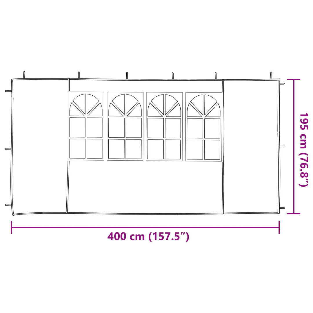 Partytältvägg 2 St 400 X 195 Cm Antracit Pe Och Stål