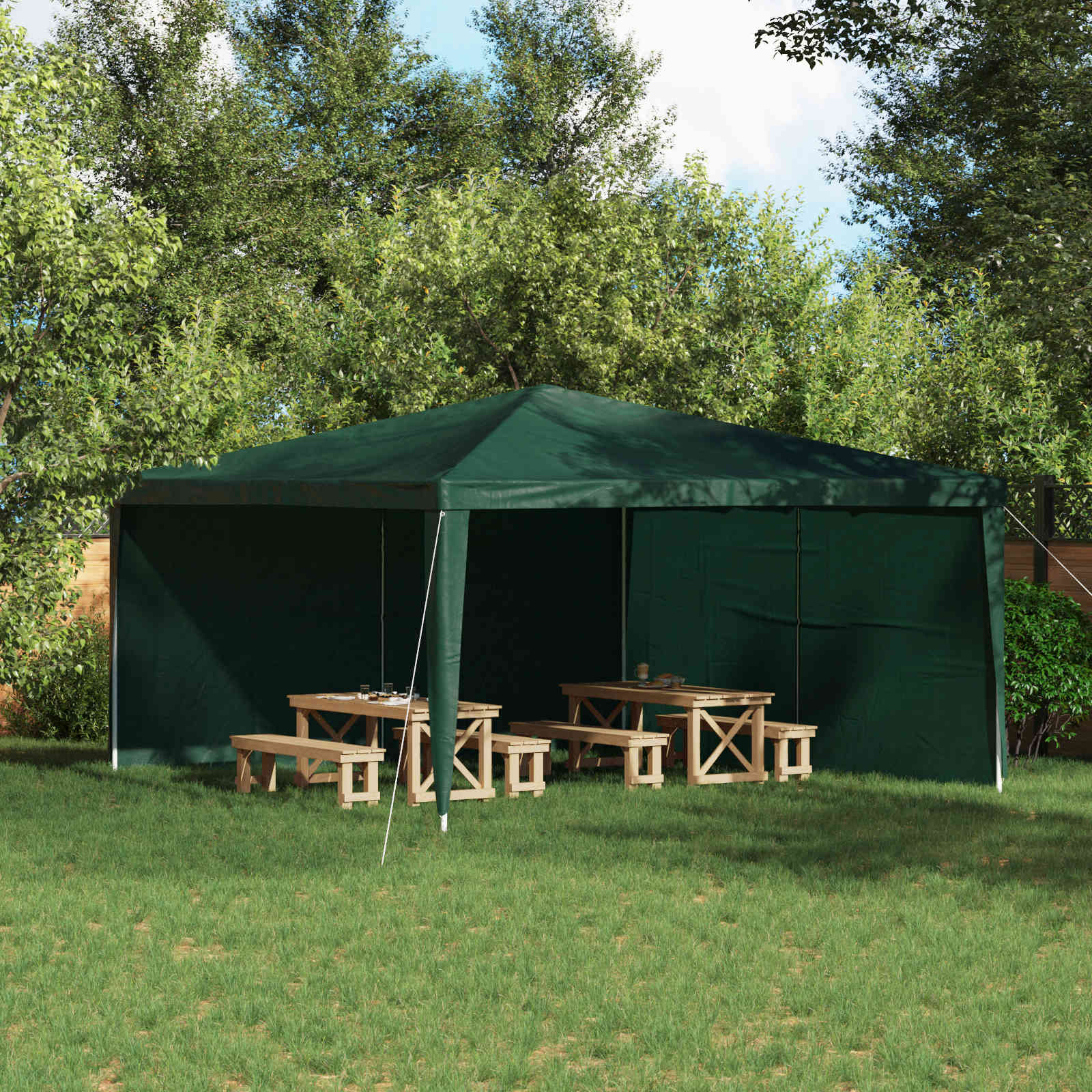 Partytältvägg 2 Pcs Grön 400 X 195 Cm Pe Och Stål