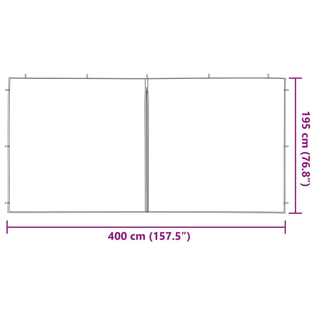Partytältvägg 2 Pcs Grön 400 X 195 Cm Pe Och Stål