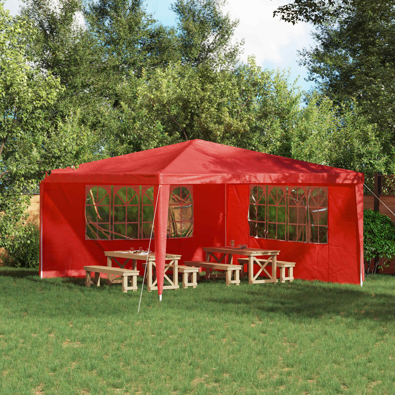 Partytältvägg 2 St 400 X 195 Cm Röd Pe Och Stål