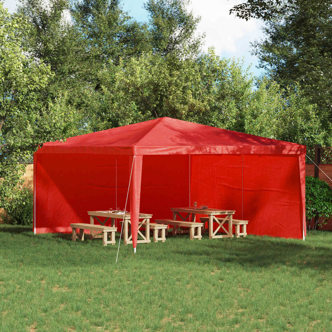 Partytältvägg 2 Pcs Röd 400 X 195 Cm Pe Och Stål