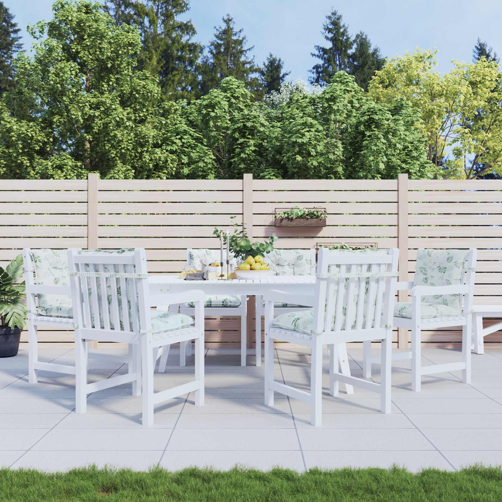 Utomhuskudde 6 Pcs Vit 100 X 50 X 7 Cm Tyg