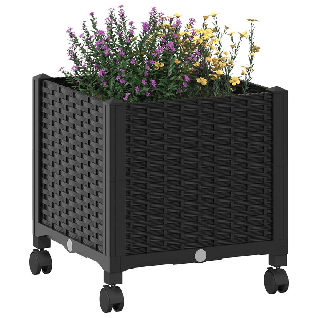 Trädgårdsplanterare Med Hjul Svart 40 X 40 X 44 Cm Pp