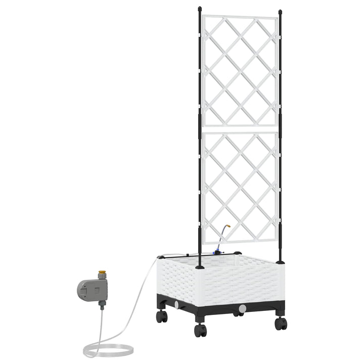 Trädgårdsplanterare Med Vattning Och Hjul Vit 40 X 40 X 132 Cm