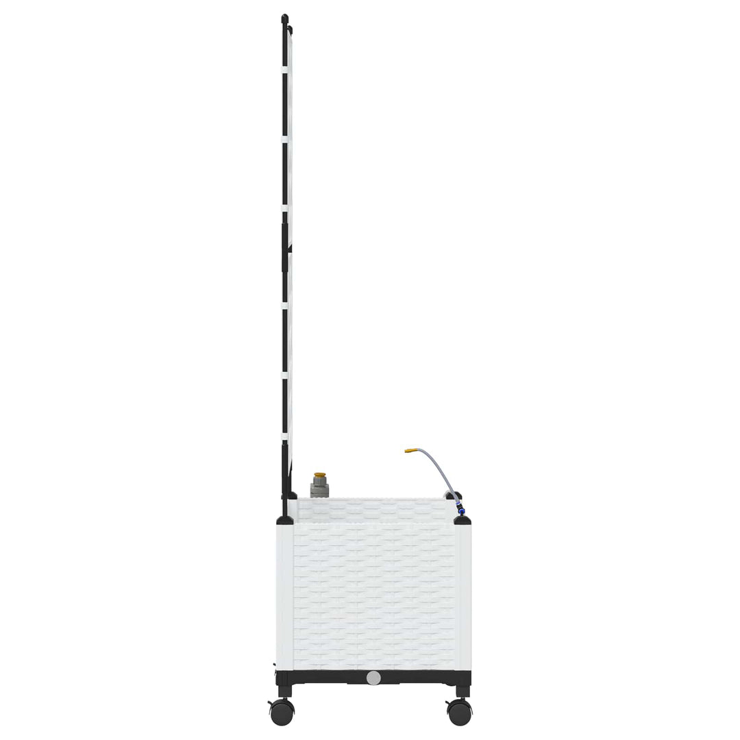 Trädgårdsplanterare Med Vattning Och Hjul Vit 40 X 40 X 148 Cm