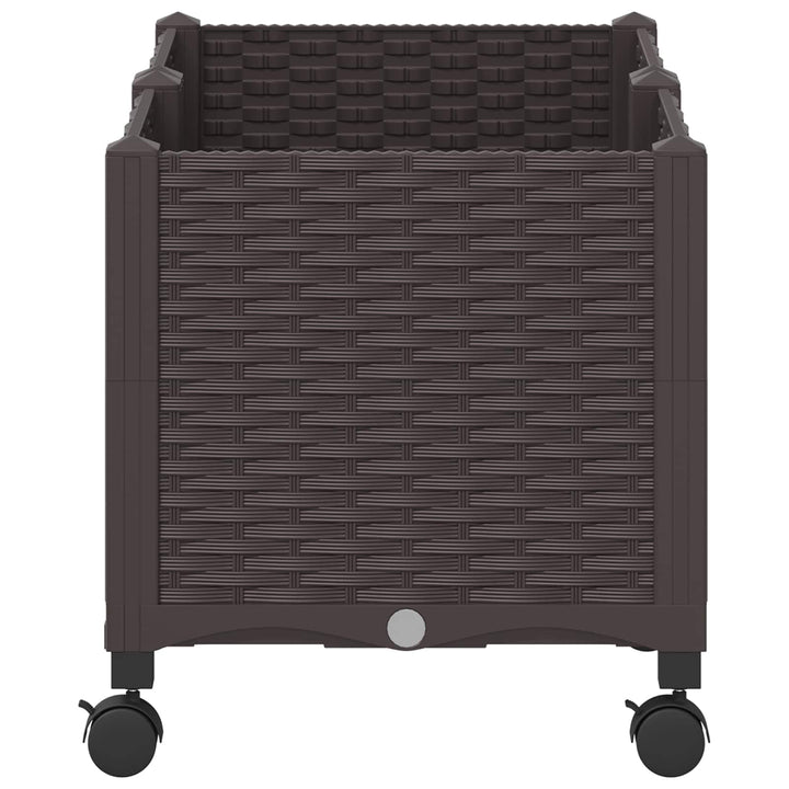 Trädgårdsplanterare Med Hjul Brun 80 X 40 X 44 Cm Pp