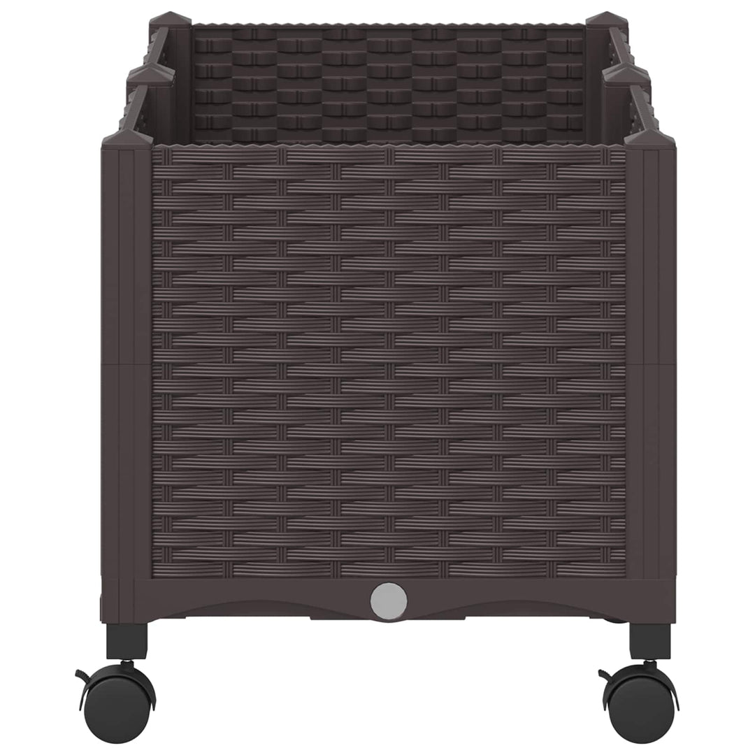 Trädgårdsplanterare Med Hjul Brun 80 X 40 X 44 Cm Pp