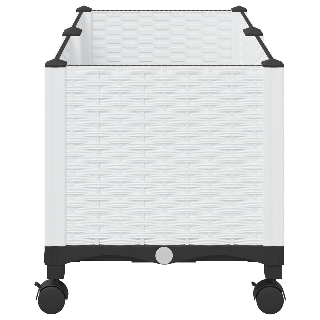 Trädgårdsplanterare Med Hjul Vit 80 X 40 X 48 Cm Pp