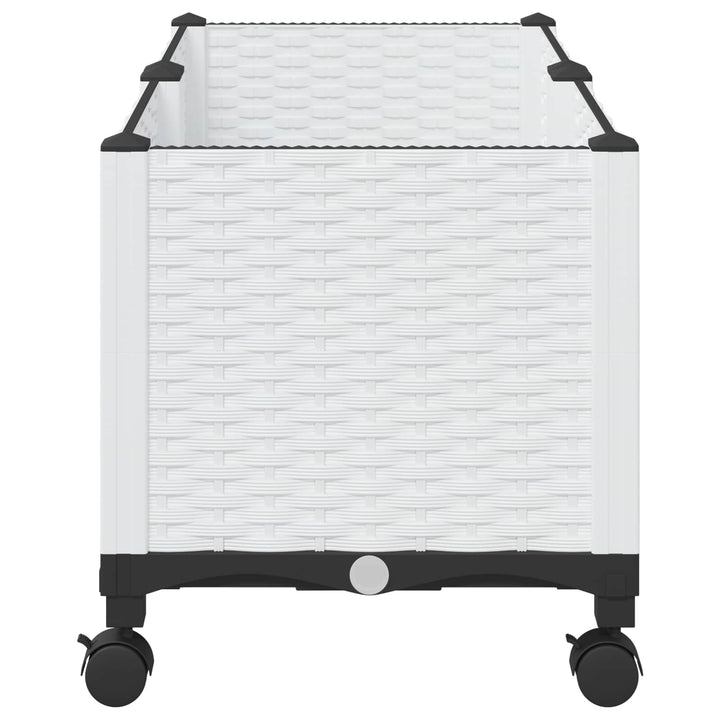 Trädgårdsplanterare Med Hjul Vit 80 X 40 X 48 Cm Pp