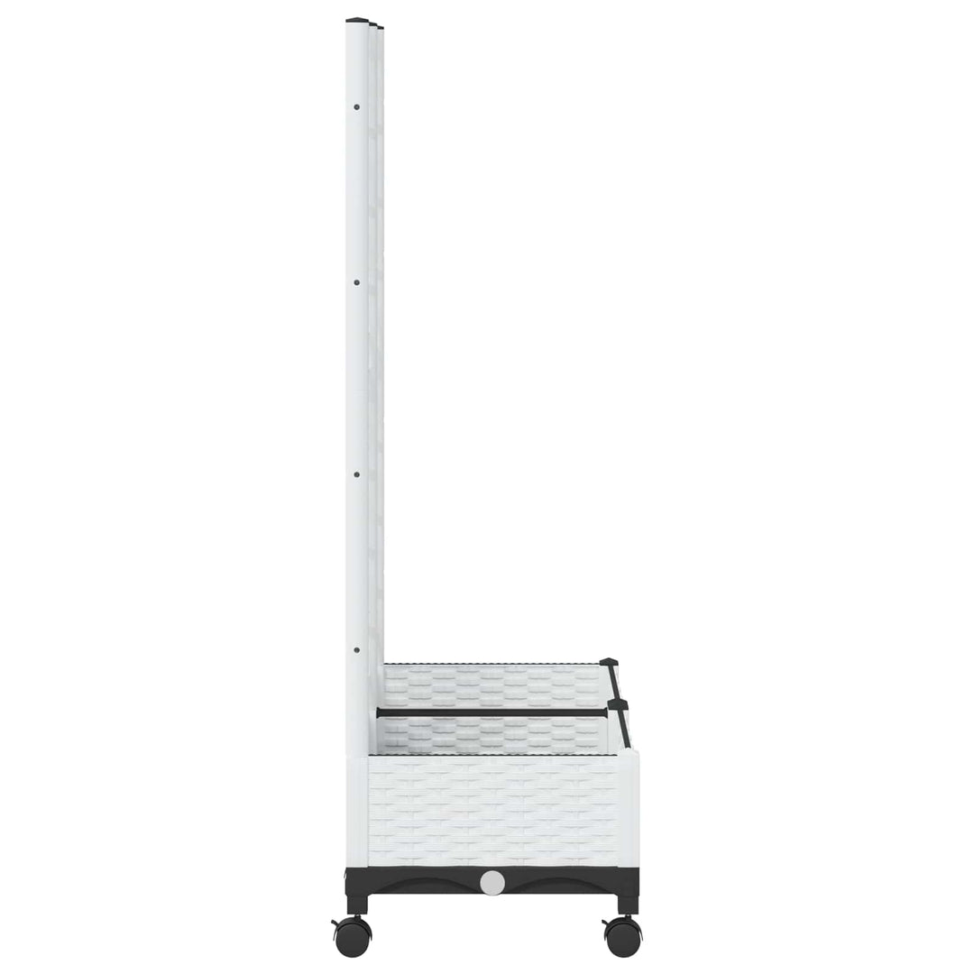 Trädgårdsplanterare Med Spaljé Och Hjul Vit 80 X 40 X 131,5 Cm