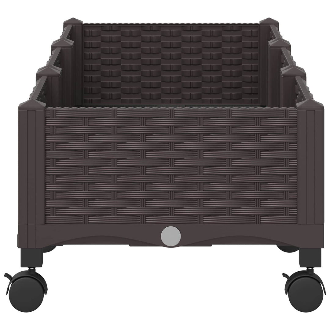 Trädgårdsplanterare Med Hjul Brun 120 X 40 X 29 Cm Pp