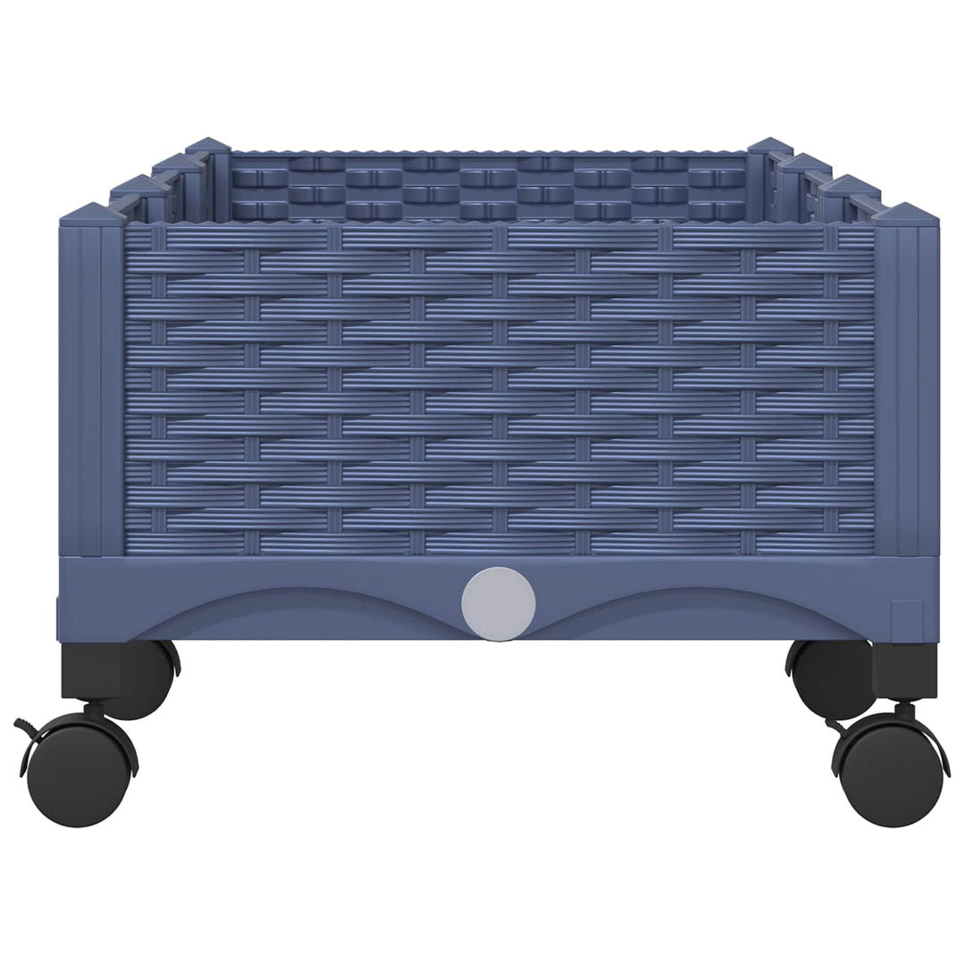 Trädgårdsplanterare Med Hjul Blå Grå 120 X 40 X 33 Cm Pp