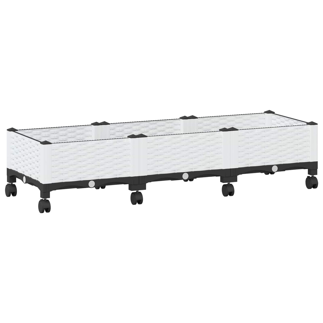 Trädgårdsplanterare Med Hjul Vit 120 X 40 X 33 Cm Pp