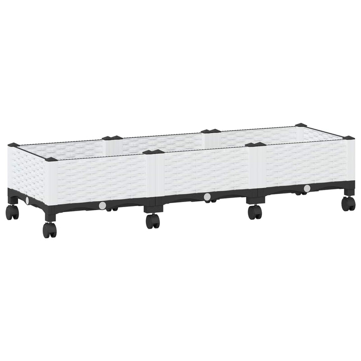 Trädgårdsplanterare Med Hjul Vit 120 X 40 X 33 Cm Pp