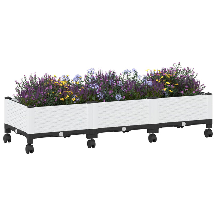Trädgårdsplanterare Med Hjul Vit 120 X 40 X 33 Cm Pp