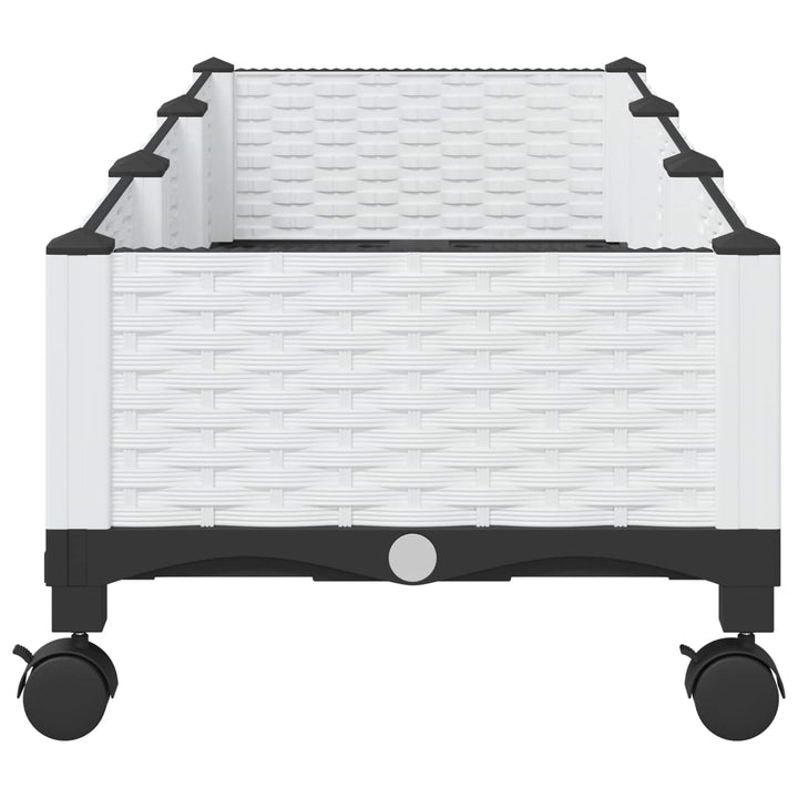 Trädgårdsplanterare Med Hjul Vit 120 X 40 X 33 Cm Pp