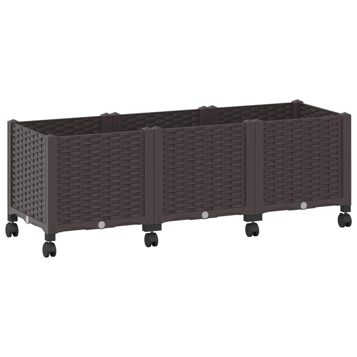 Trädgårdsplanterare Med Hjul Brun 120 X 40 X 44 Cm Pp