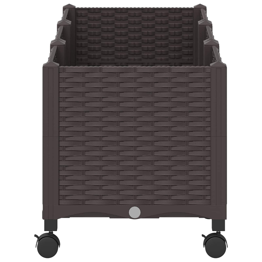 Trädgårdsplanterare Med Hjul Brun 120 X 40 X 44 Cm Pp