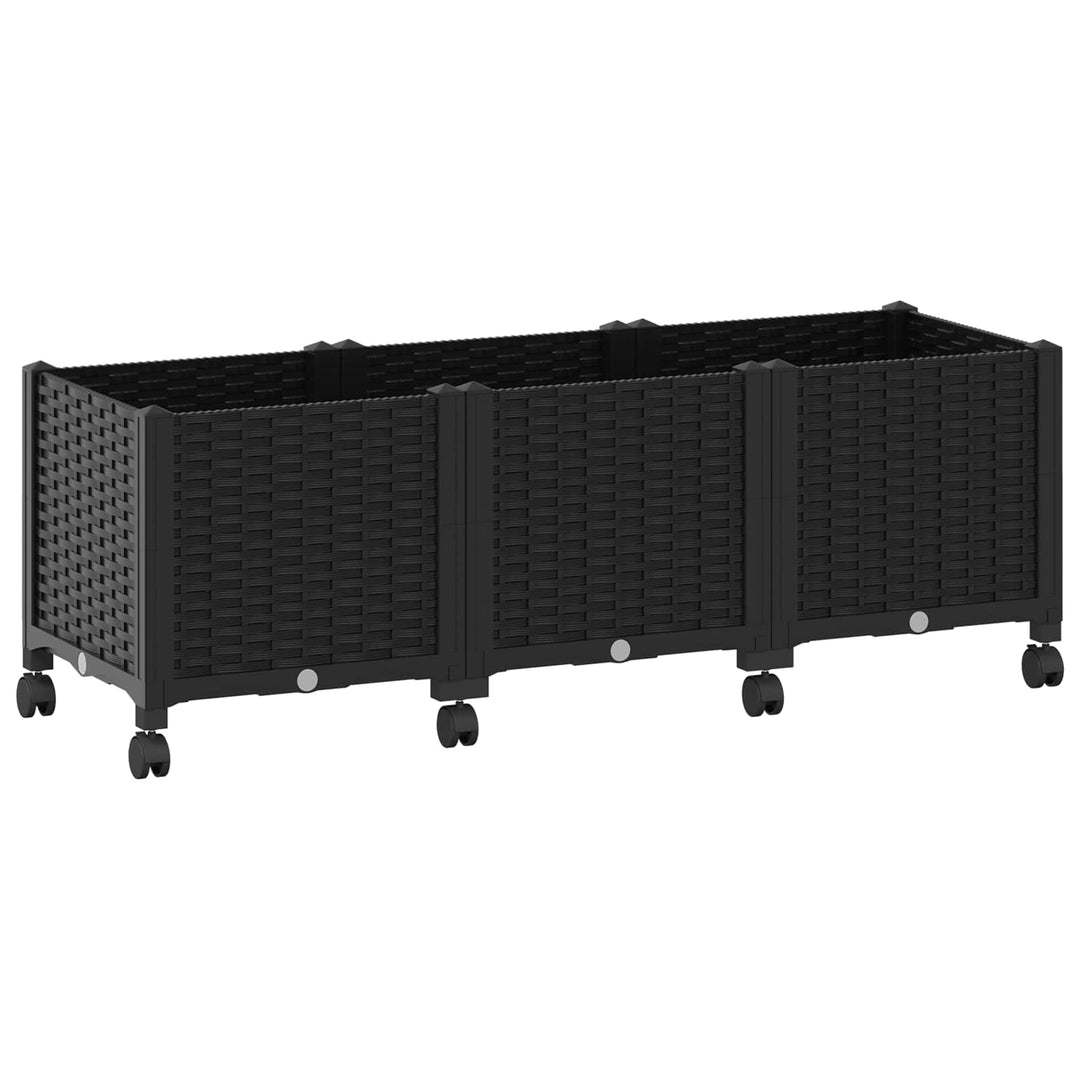 Trädgårdsplanterare Med Hjul Svart 120 X 40 X 44 Cm Pp