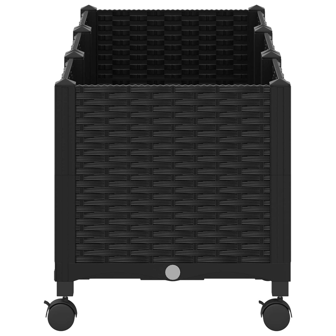 Trädgårdsplanterare Med Hjul Svart 120 X 40 X 44 Cm Pp