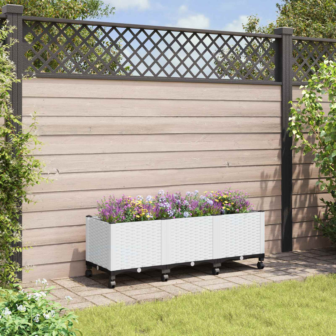 Trädgårdsplanterare Med Hjul Vit 120 X 40 X 48 Cm Pp