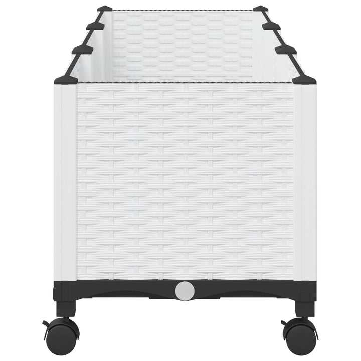 Trädgårdsplanterare Med Hjul Vit 120 X 40 X 48 Cm Pp