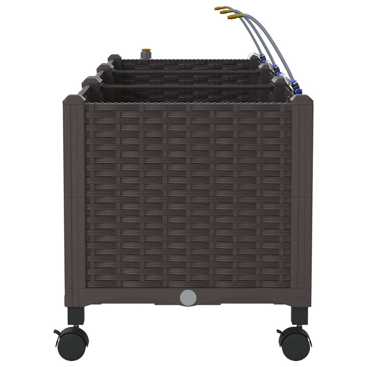 Trädgårdsplanterare Med Vattning Och Hjul 3 St Brun Pp