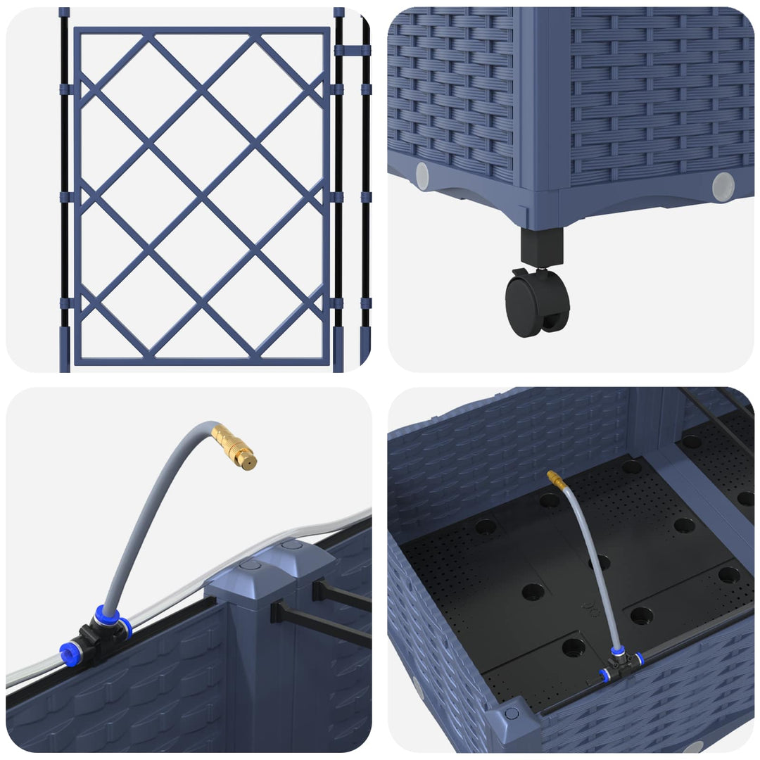 Trädgårdsplanterare Med Vattning Och Hjul 3 St Grå Pp