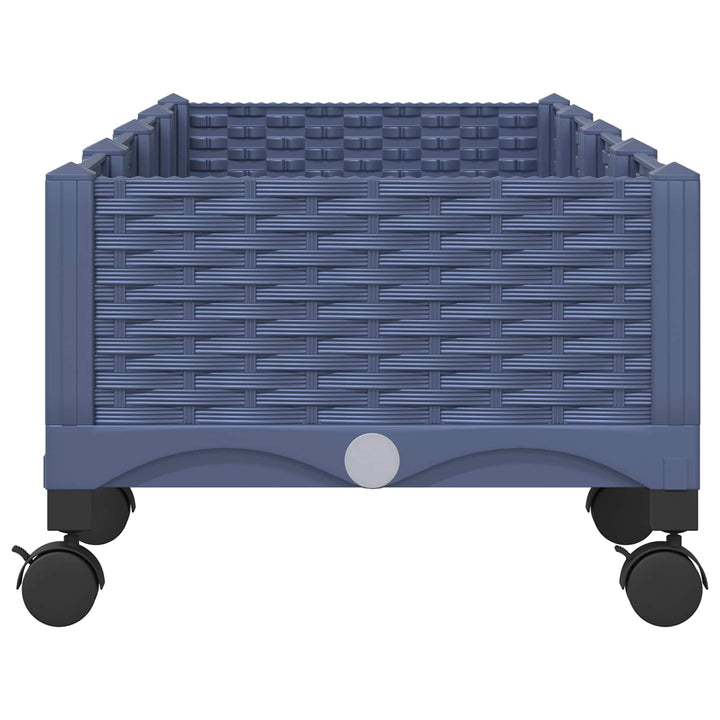 Trädgårdsplanterare Med Hjul Blå Grå 160 X 40 X 33 Cm Pp
