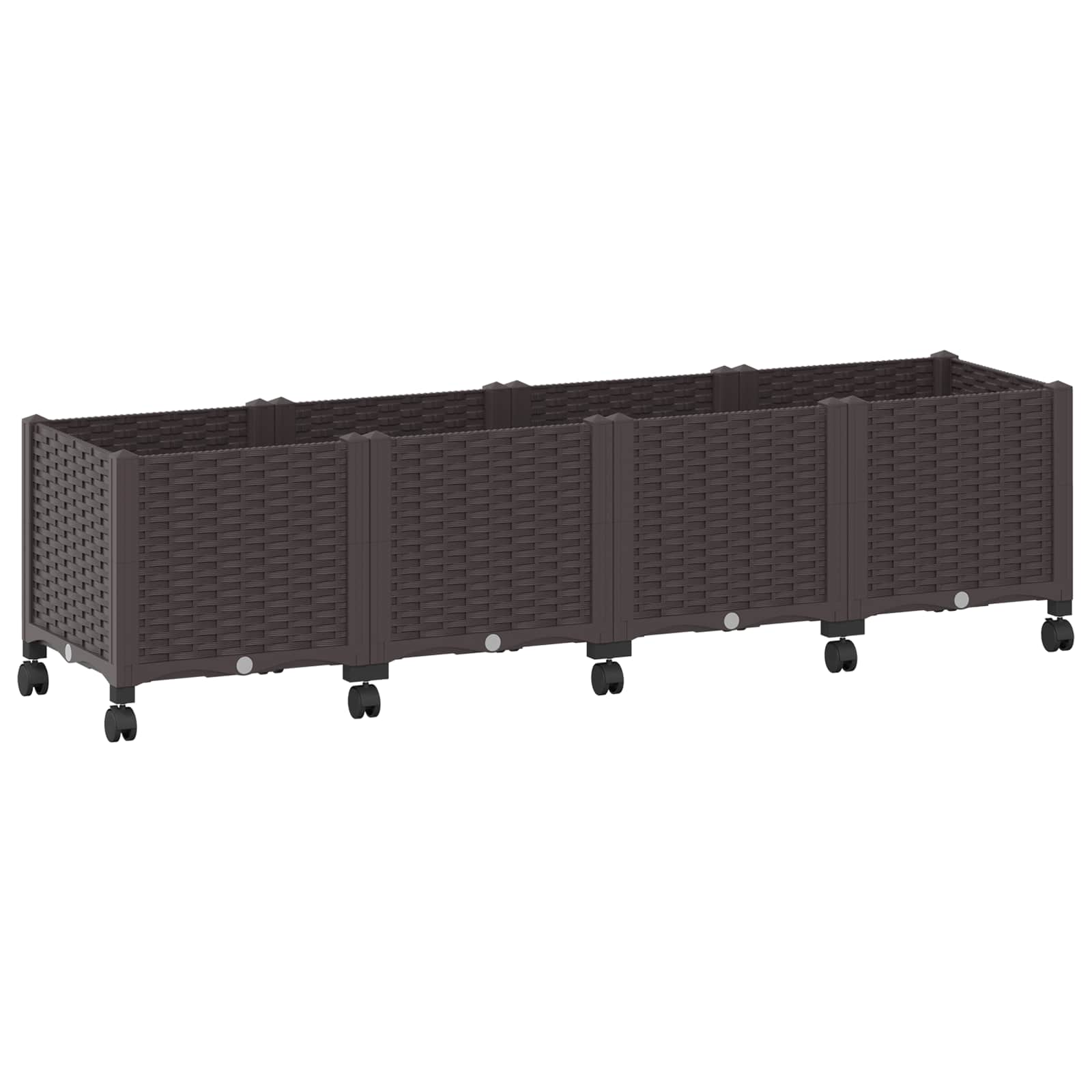 Trädgårdsplanterare Med Hjul Brun 160 X 40 X 44 Cm Pp