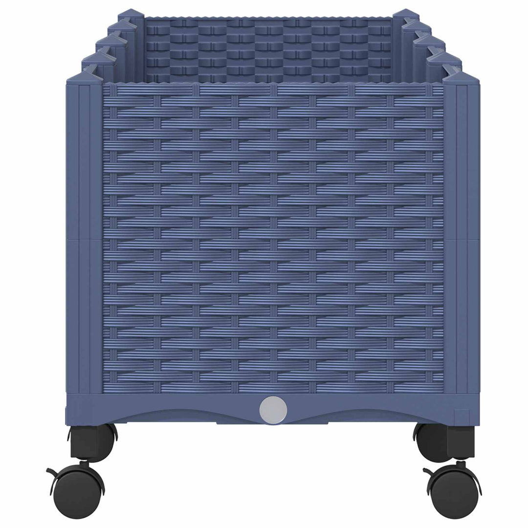 Trädgårdsplanterare Med Hjul Blå Grå 160 X 40 X 48 Cm Pp