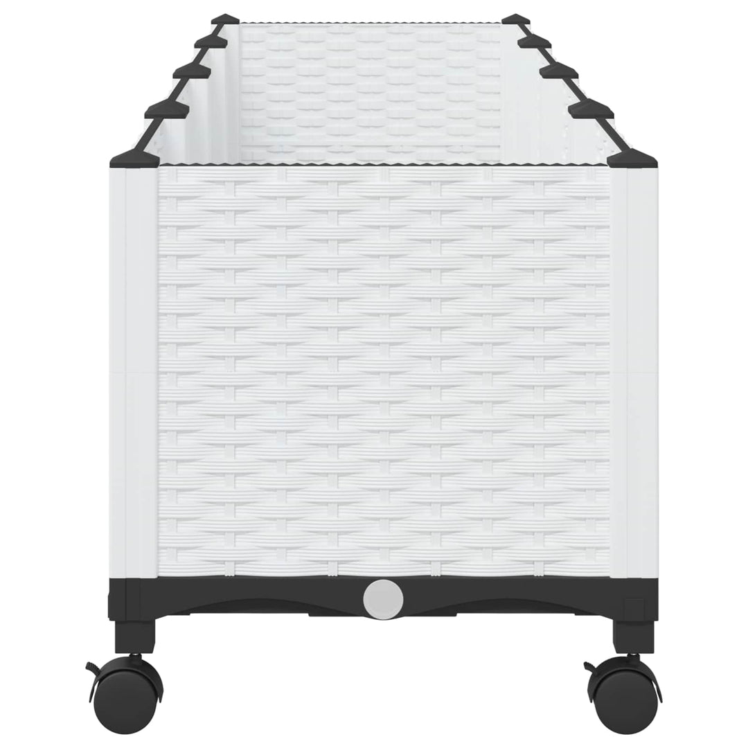Trädgårdsplanterare Med Hjul Vit 160 X 40 X 48 Cm Pp