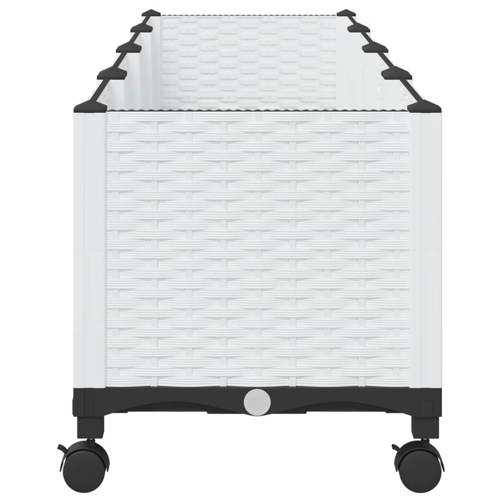 Trädgårdsplanterare Med Hjul Vit 160 X 40 X 48 Cm Pp
