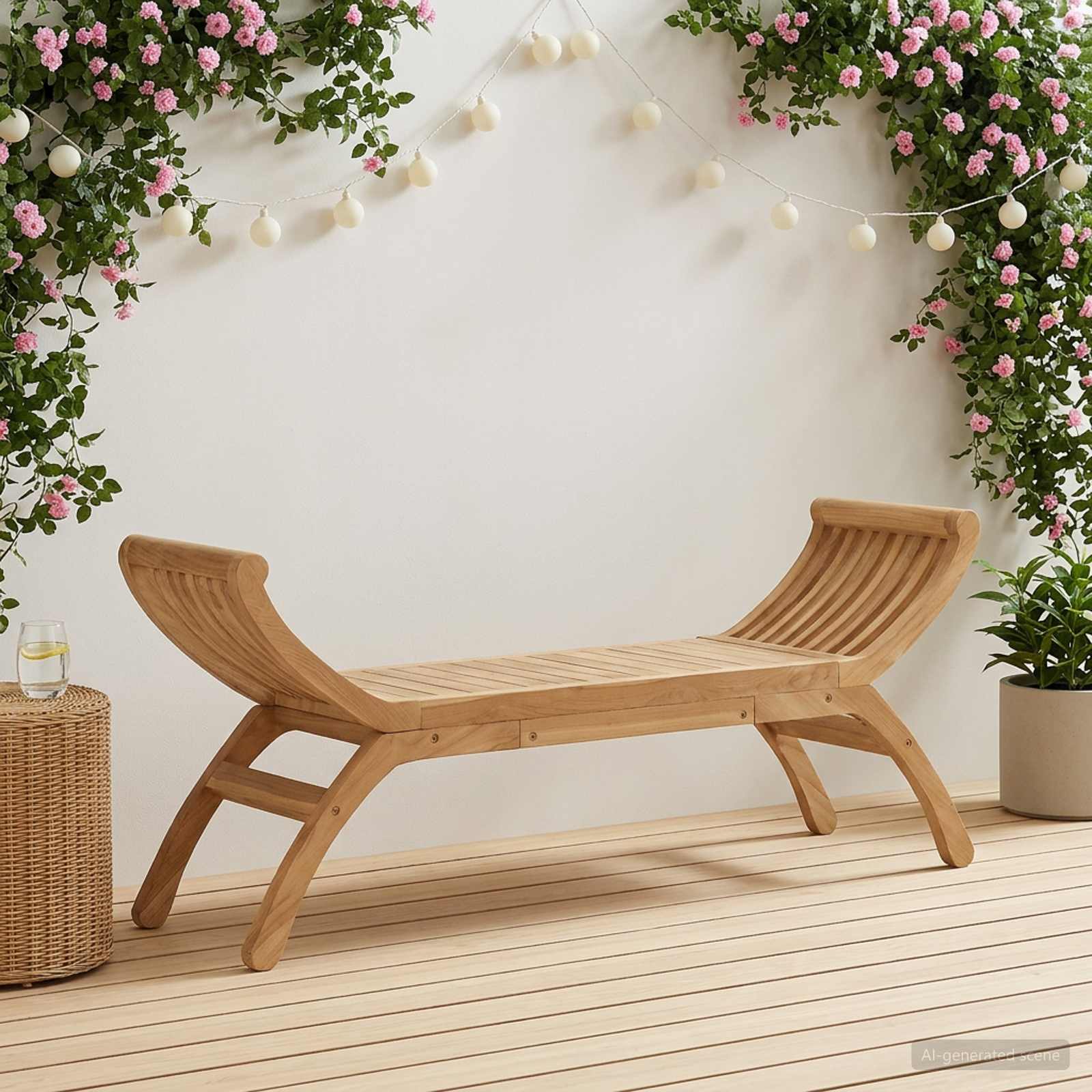 Trädgårdsbänk 2 -Seater 126 Cm Massivt Teakträ Naturlig
