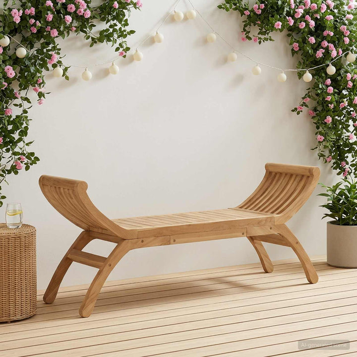 Trädgårdsbänk 2 -Seater 126 Cm Massivt Teakträ Naturlig