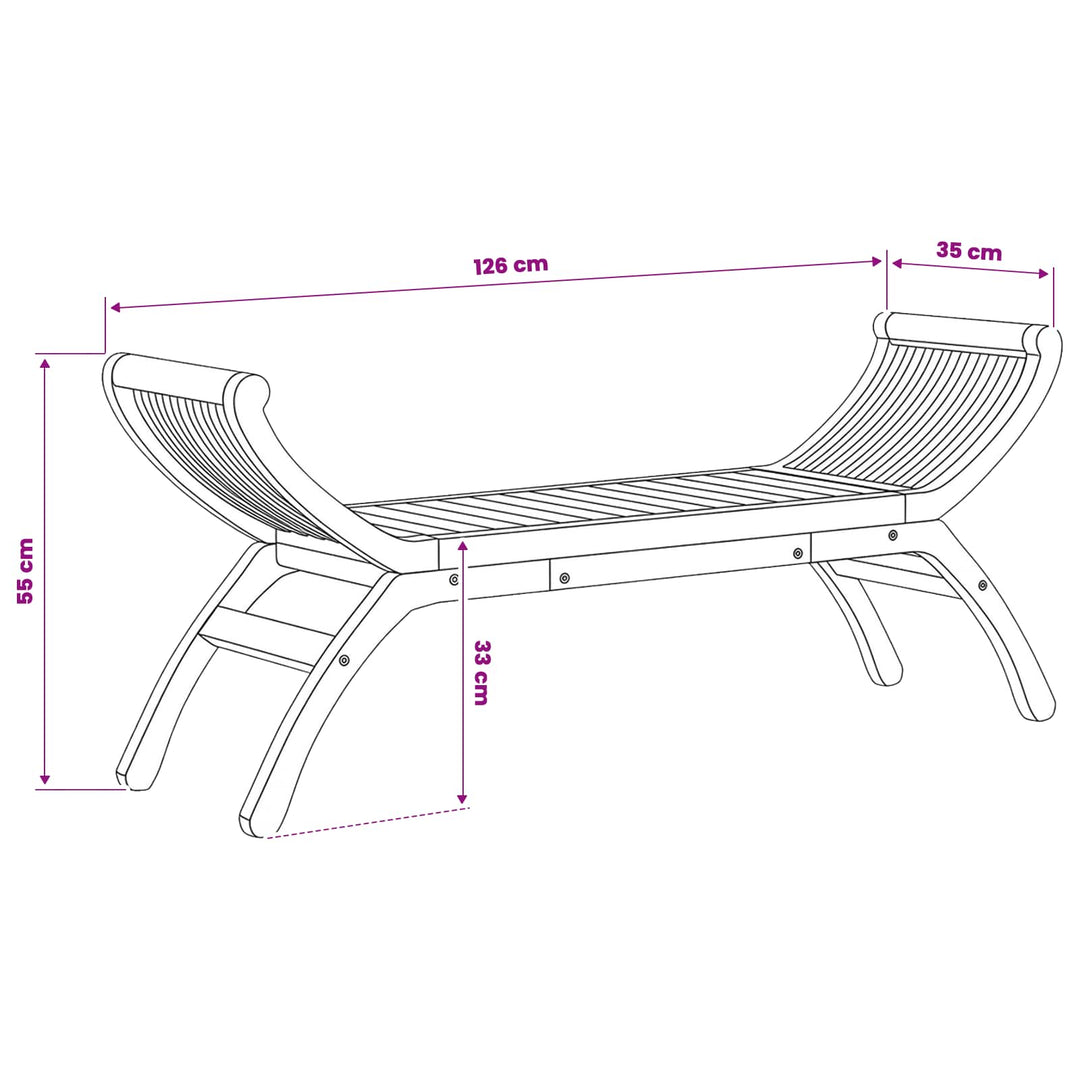 Trädgårdsbänk 2 -Seater 126 Cm Massivt Teakträ Naturlig