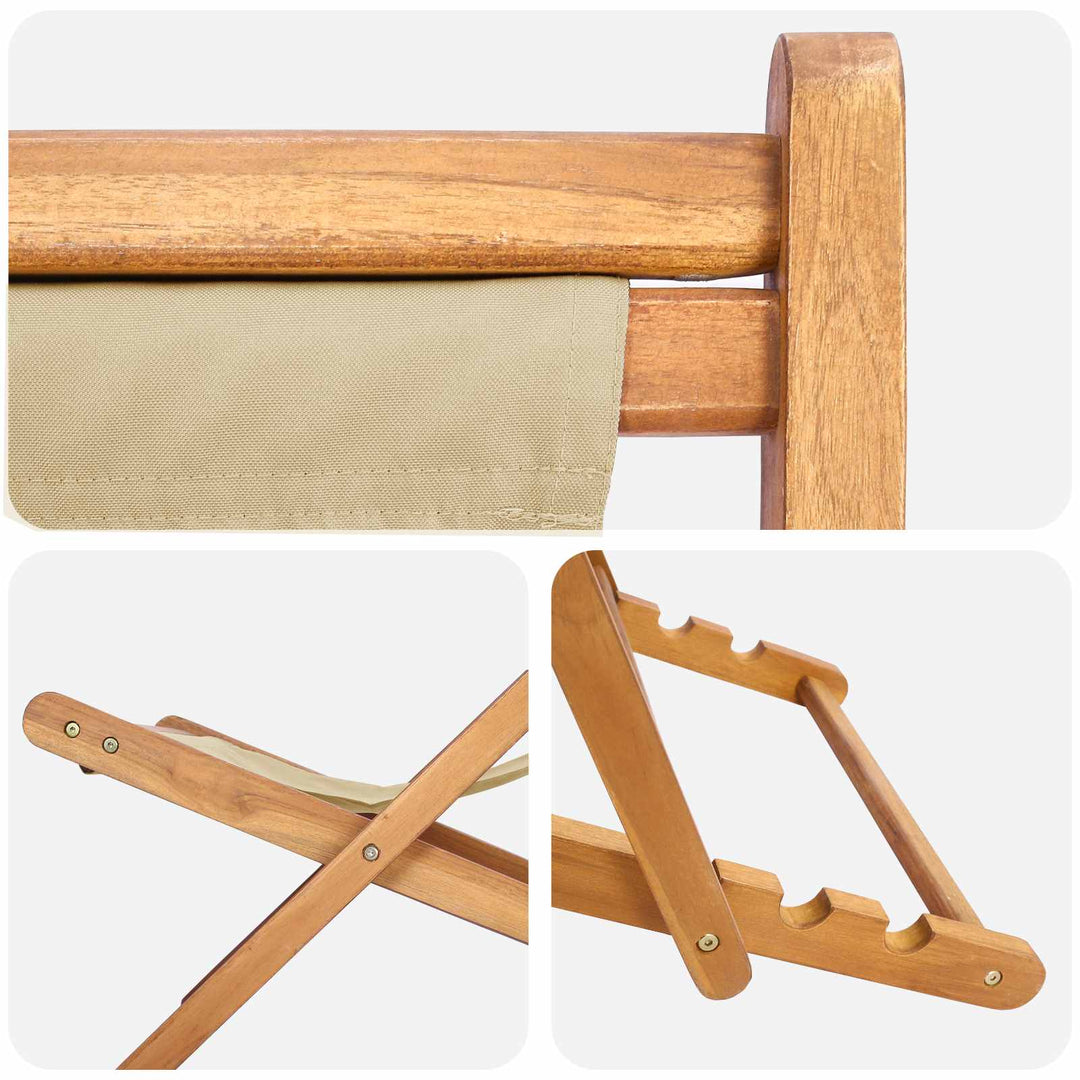 Strandstol Beige Massivt Teakträ