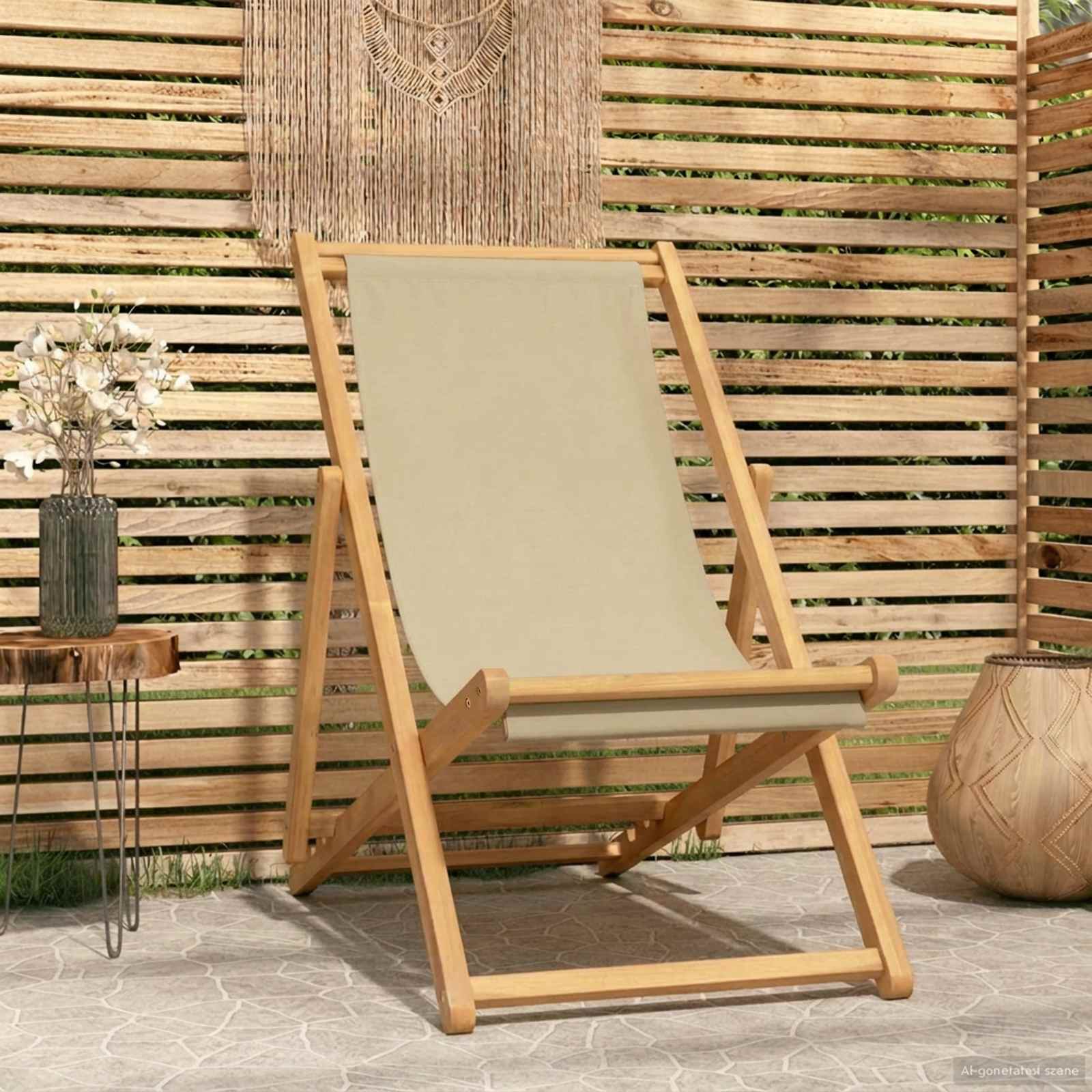 Strandstol Beige Massivt Teakträ