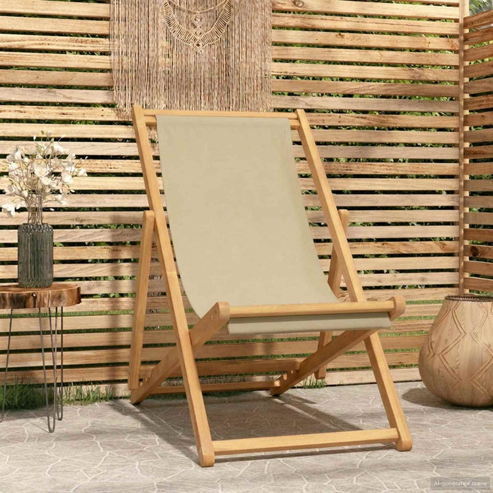 Strandstol Beige Massivt Teakträ