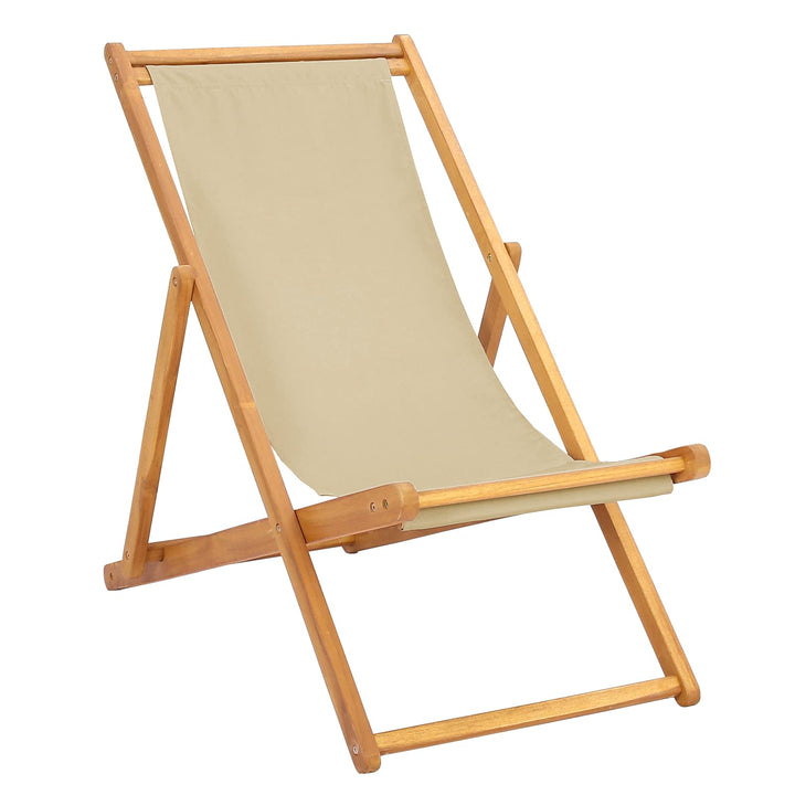 Strandstol Beige Massivt Teakträ