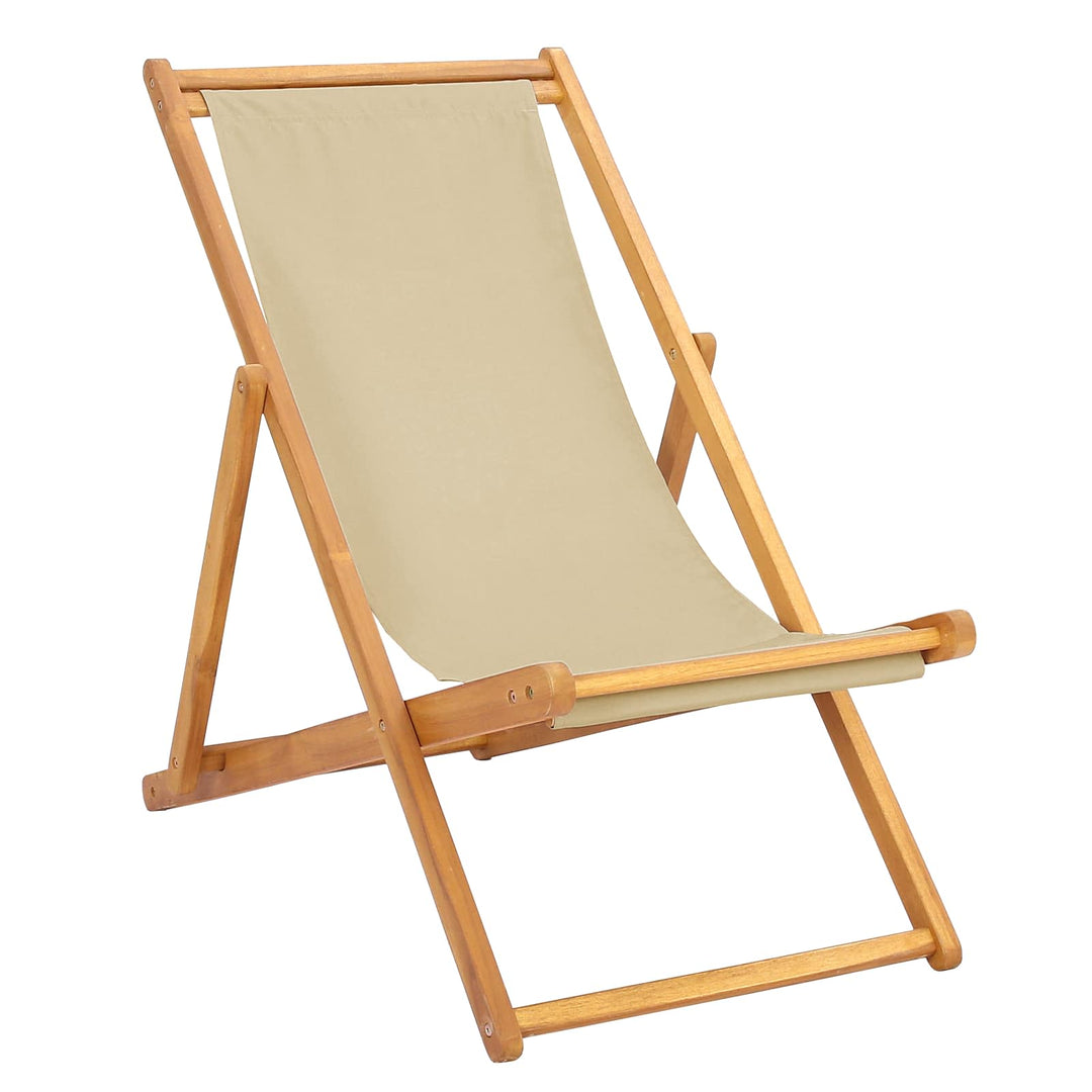 Strandstol Beige Massivt Teakträ