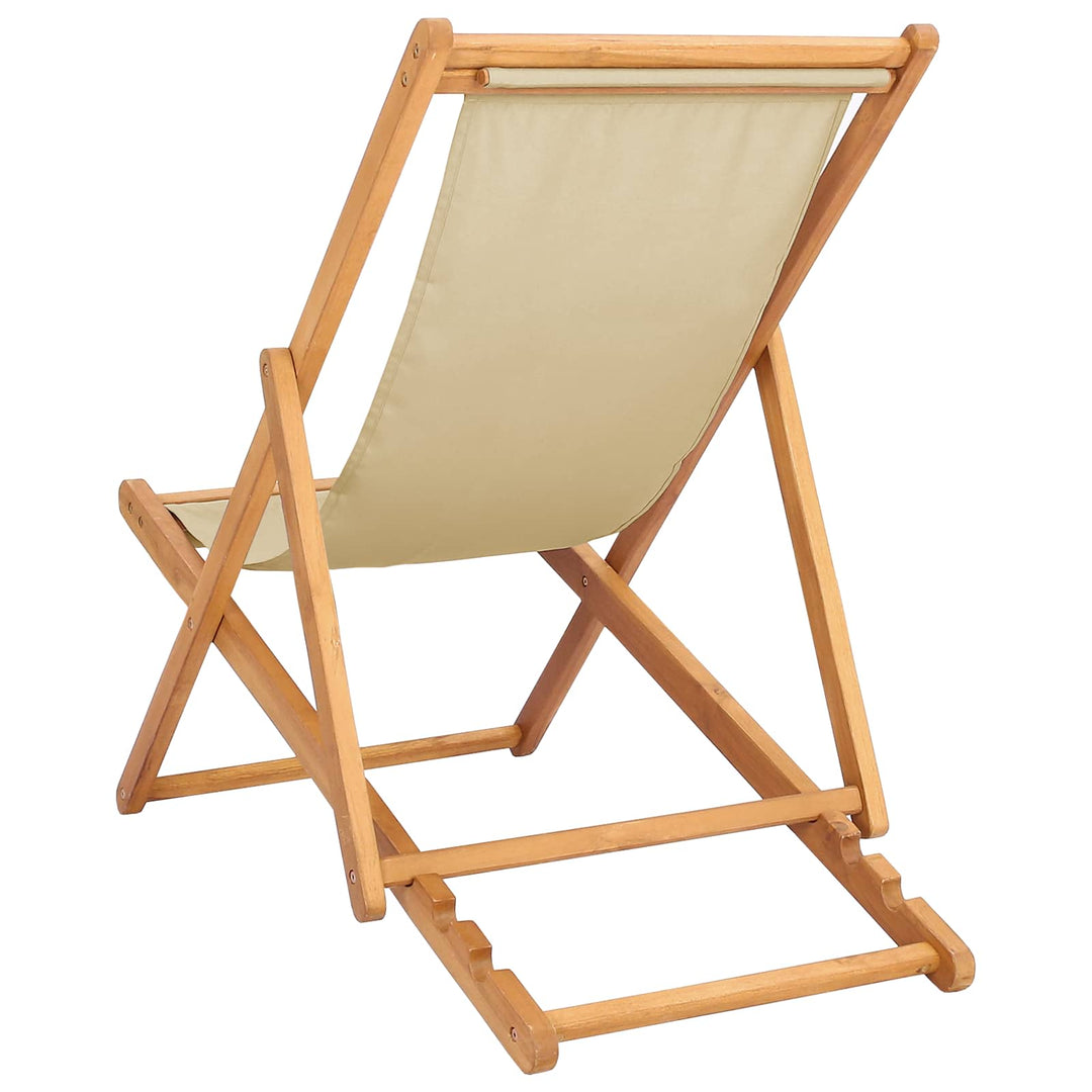 Strandstol Beige Massivt Teakträ