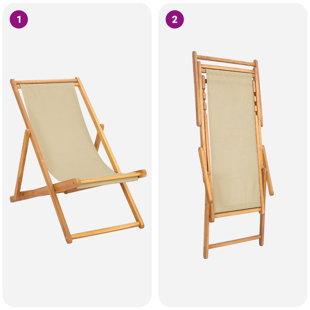 Strandstol Beige Massivt Teakträ