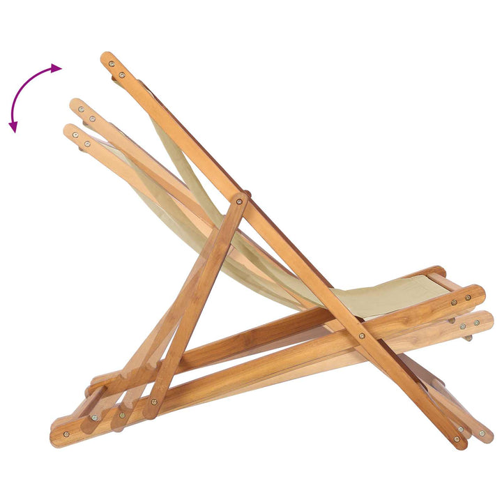 Strandstol Beige Massivt Teakträ