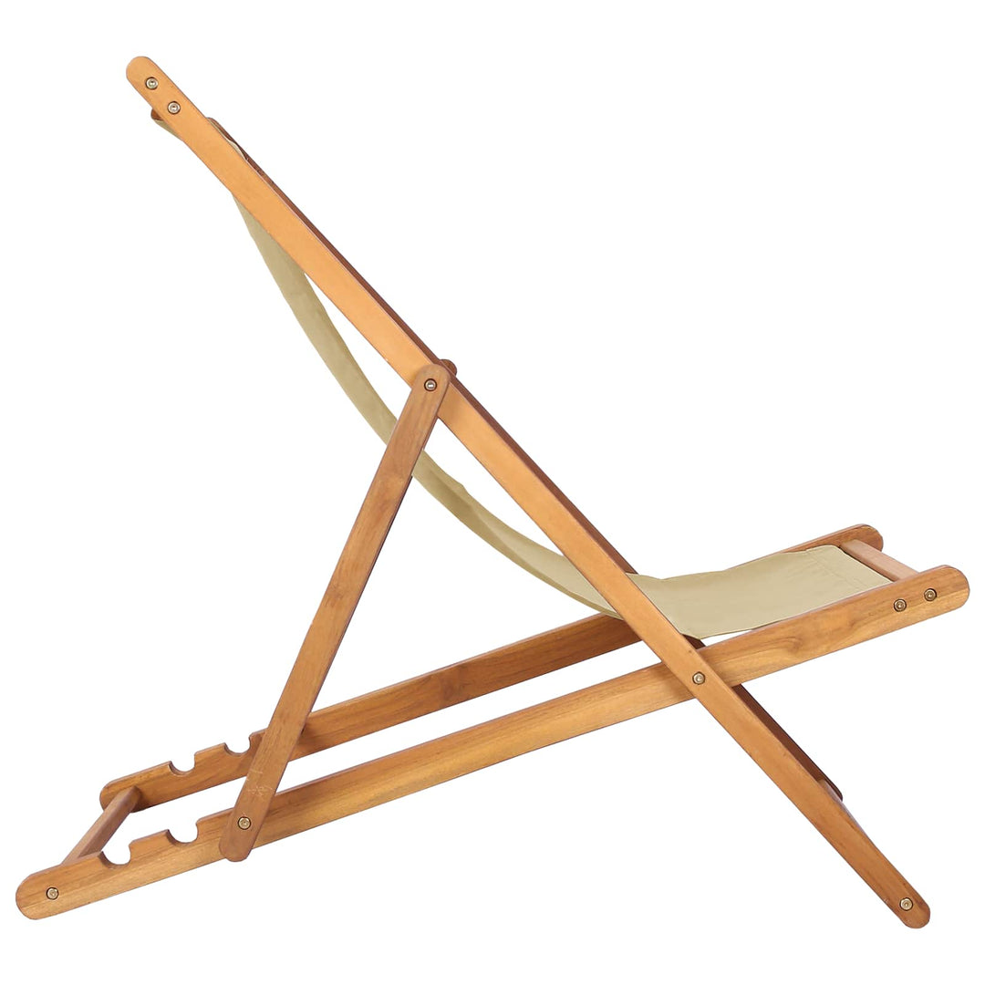 Strandstol Beige Massivt Teakträ